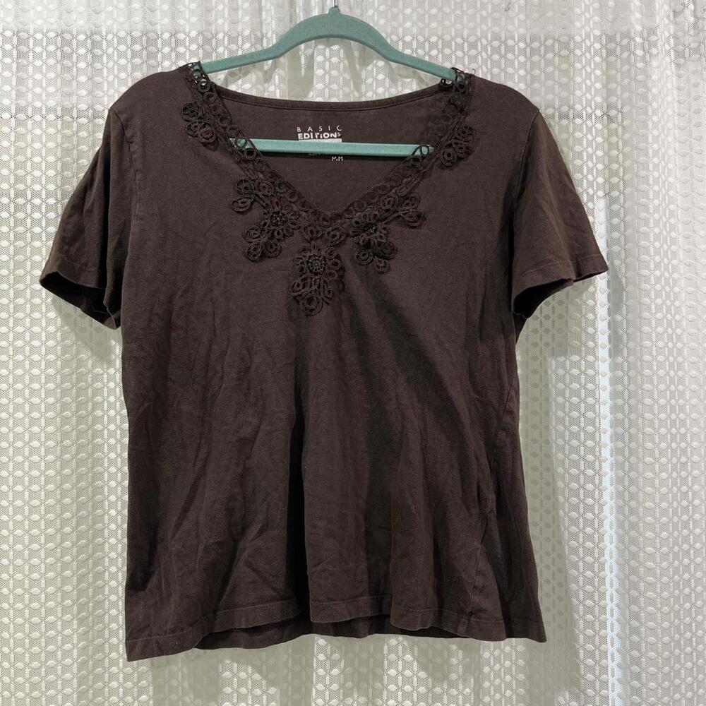 Brown Lacy T Shirt